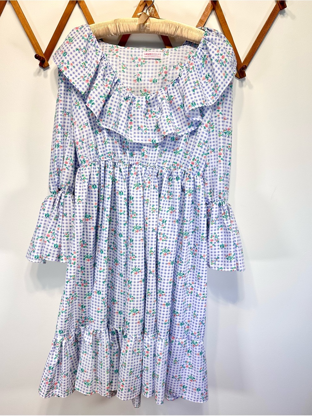Loud Bodies Floral Gingham Ruffle Midi Dress - XXL Cottage Coquette